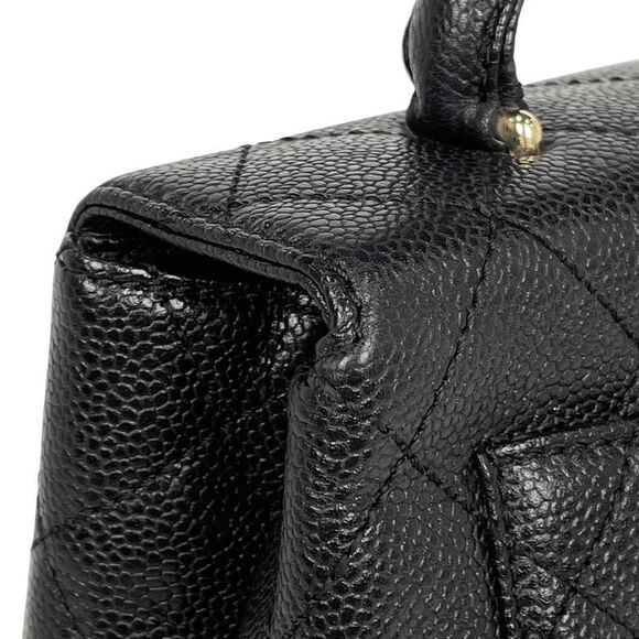 Chanel Cocomark Handbag Matelasse Handbag Caviar Skin Black A21397 Women's - Picture 8 of 14